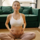 pregnant woman taking relaxing breaths